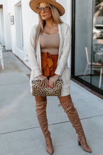 Load image into Gallery viewer, Beige Thermal Waffle Knit Pocketed Cardigan
