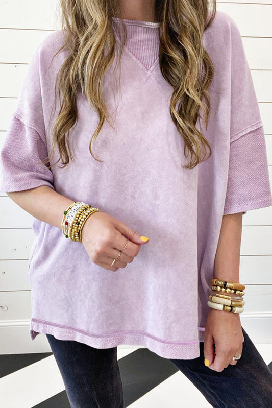 Orchid Mineral Wash Shoulder Oversized Tee