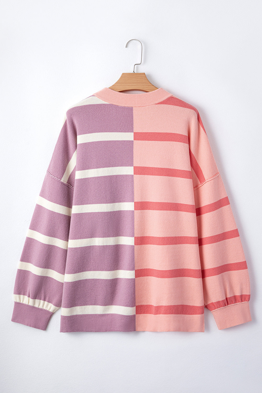 Blue Stripe Colorblock Oversized Sweater