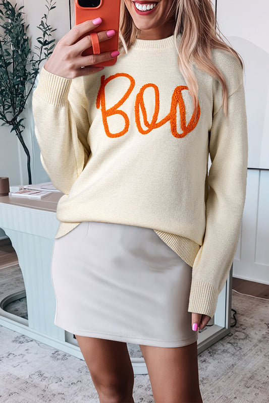 Apricot Boo Knitted Pattern Sweater