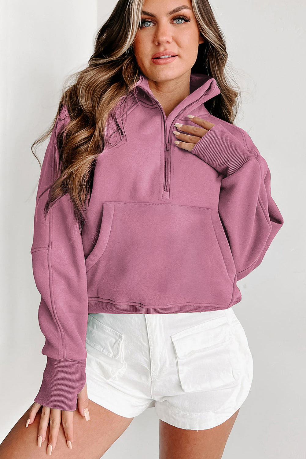 Flamingo Fleece Lined  Sleeve Sweatshirt