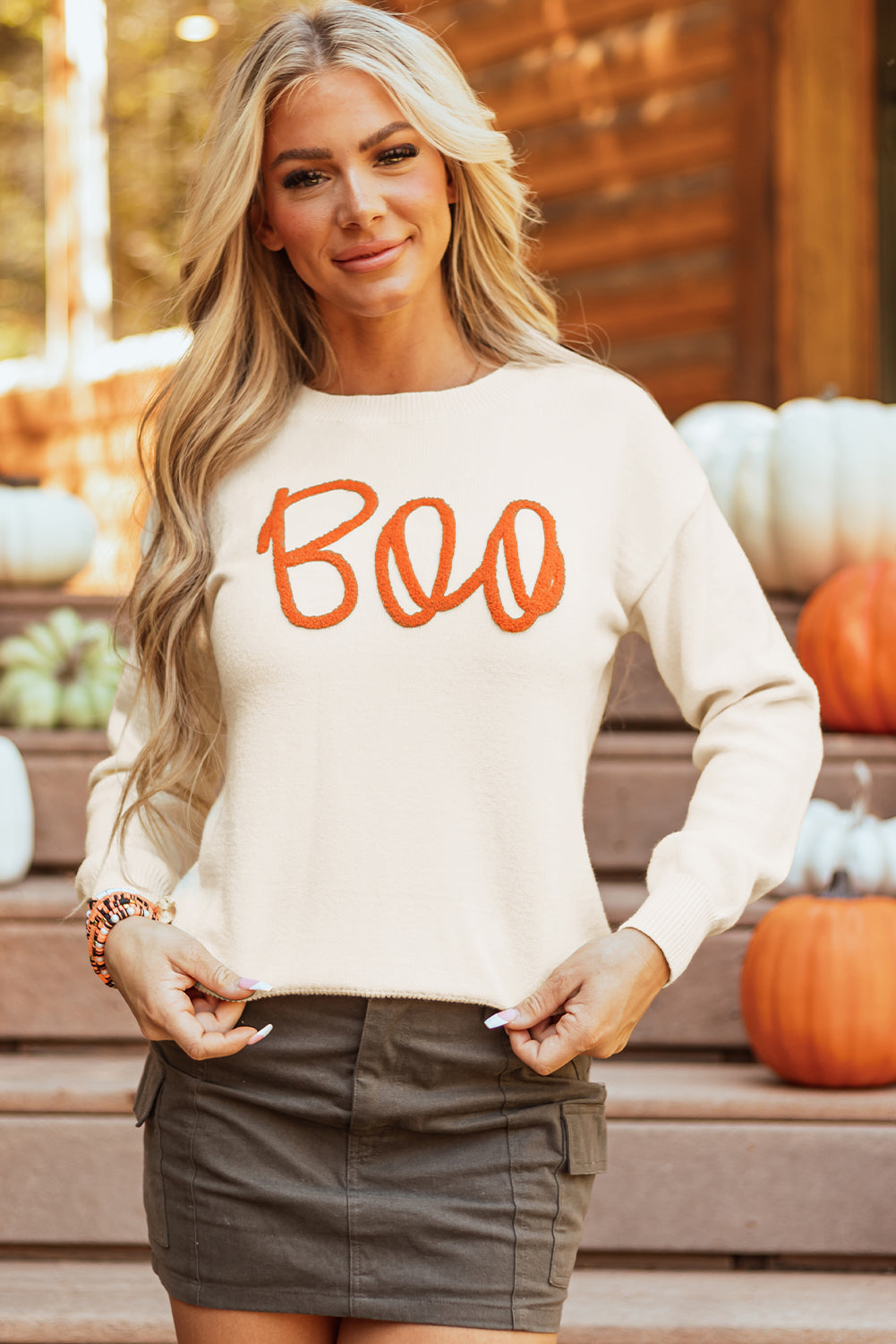 Apricot Boo Knitted Pattern Sweater