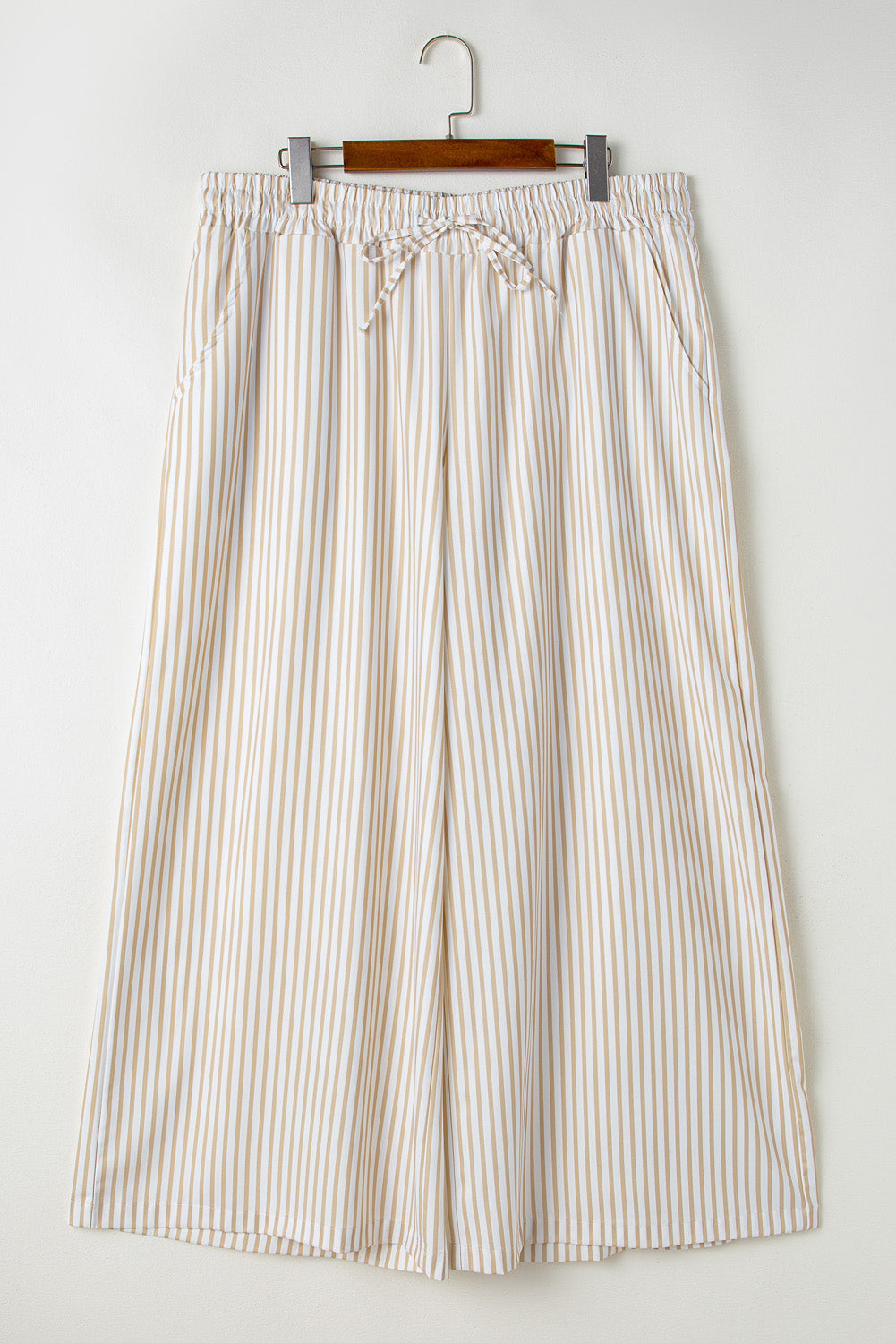 Khaki Stripe Plus Size Wide Leg Pants