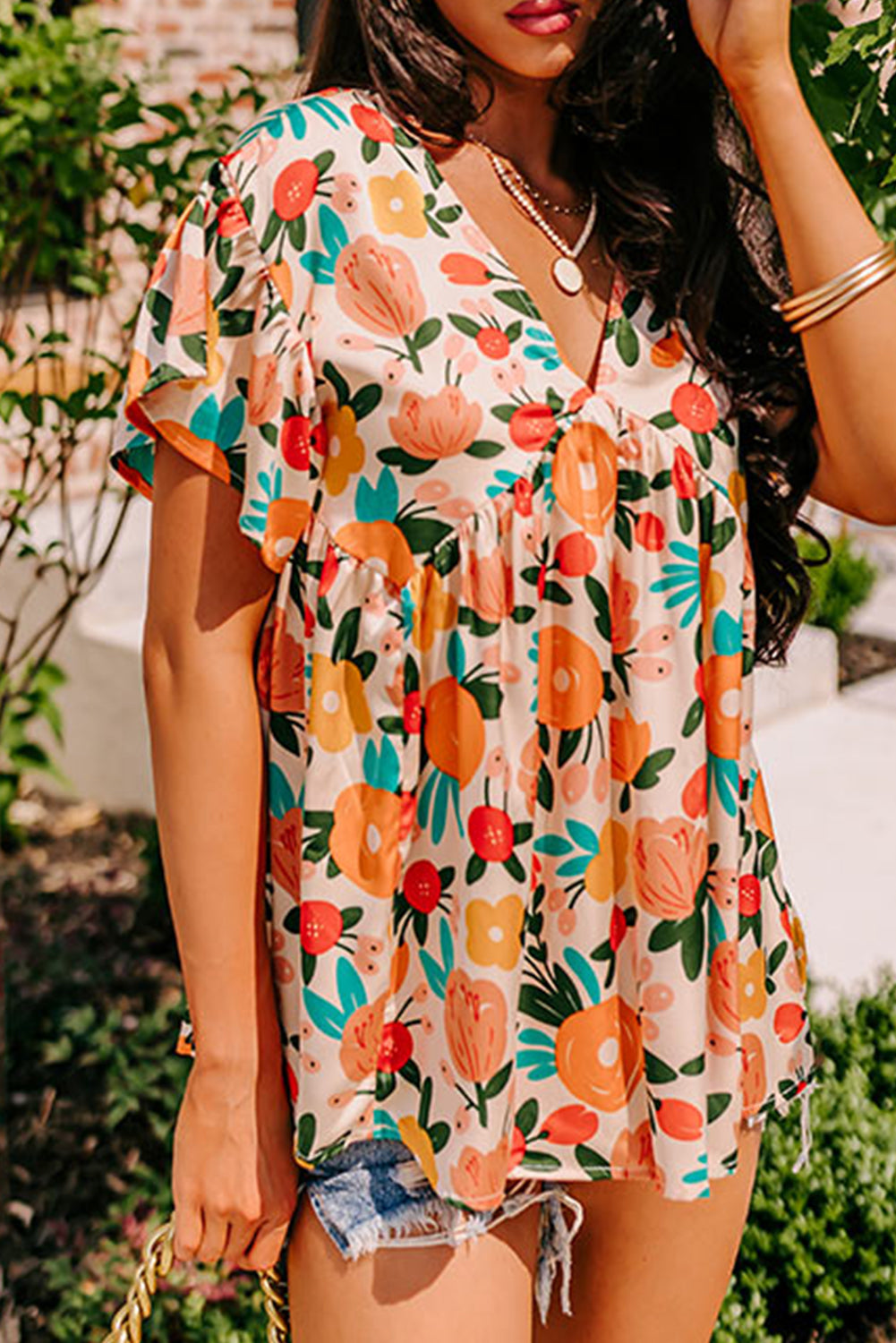 Apricot Floral Blouse