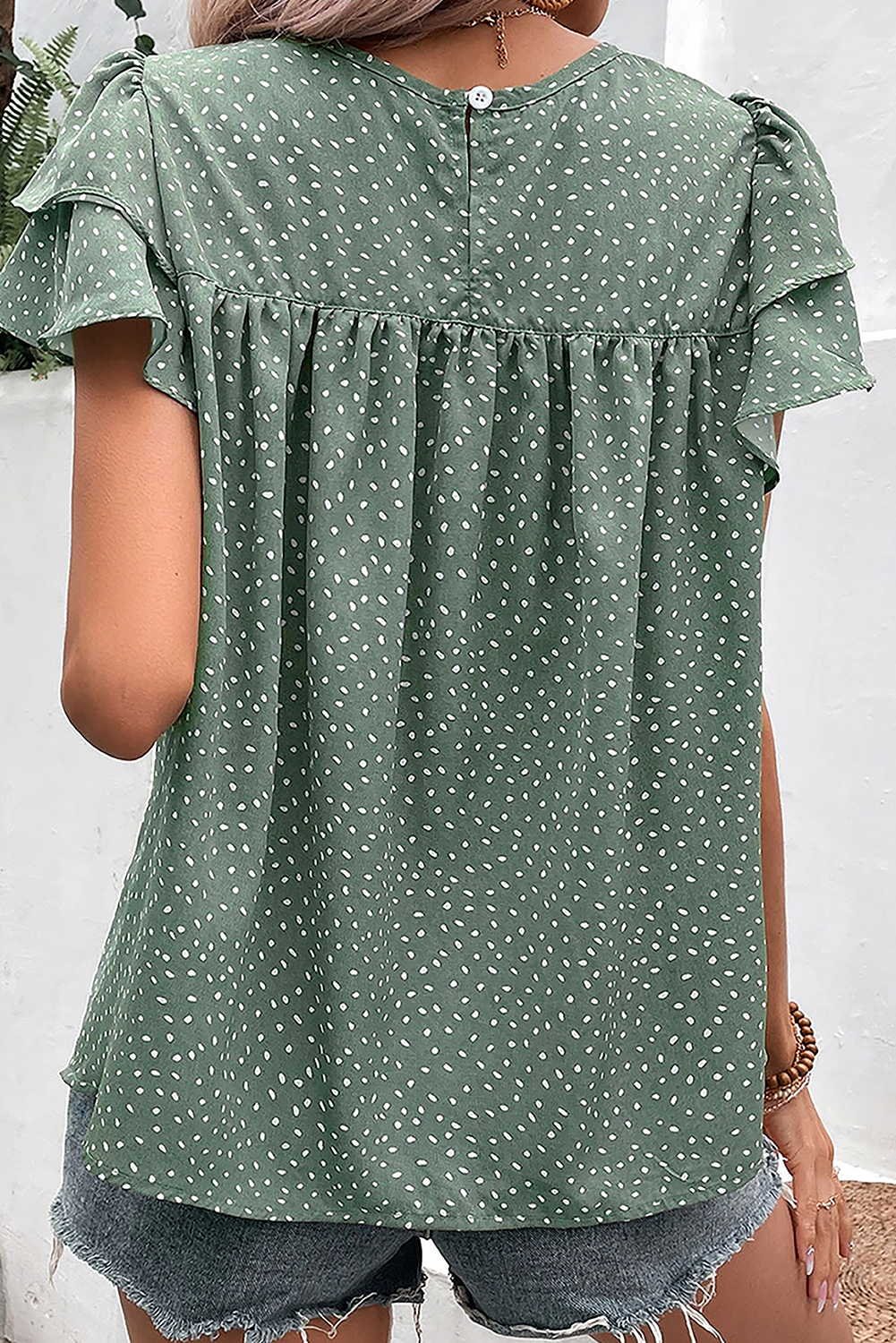 Laurel Green Dotted Blouse