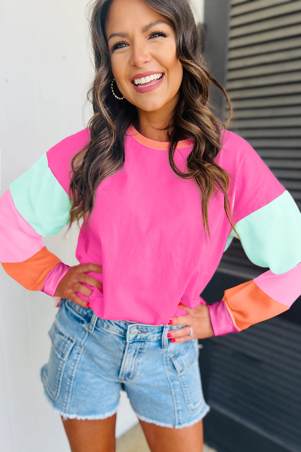 Rose Red Colorblock Top