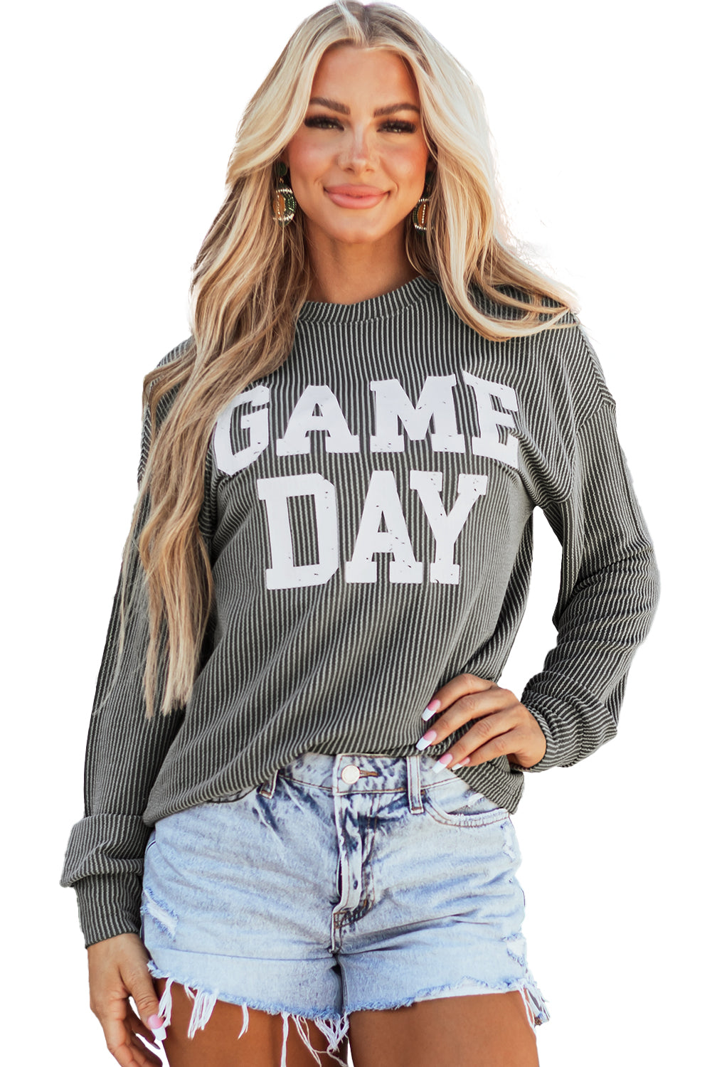 Dark Grey Corded GAME DAY Top