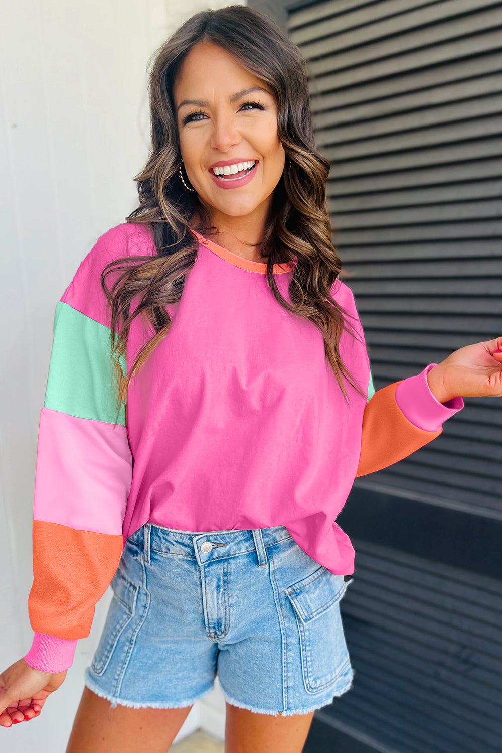 Rose Red Colorblock Top