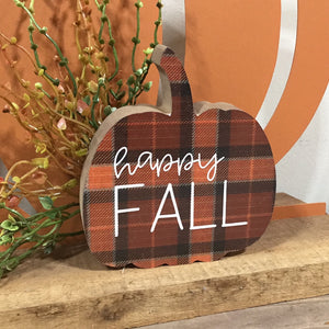 Fall Sweet Fall Plaid Pumpkin Chunky Sitter, 3 Assorted