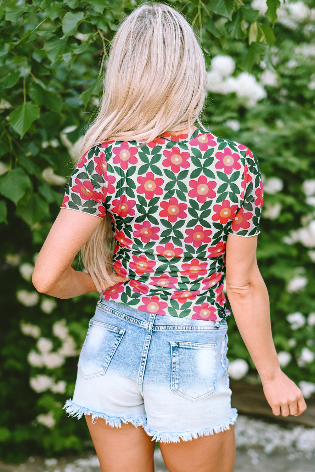 Fiery Red Retro Floral Tee