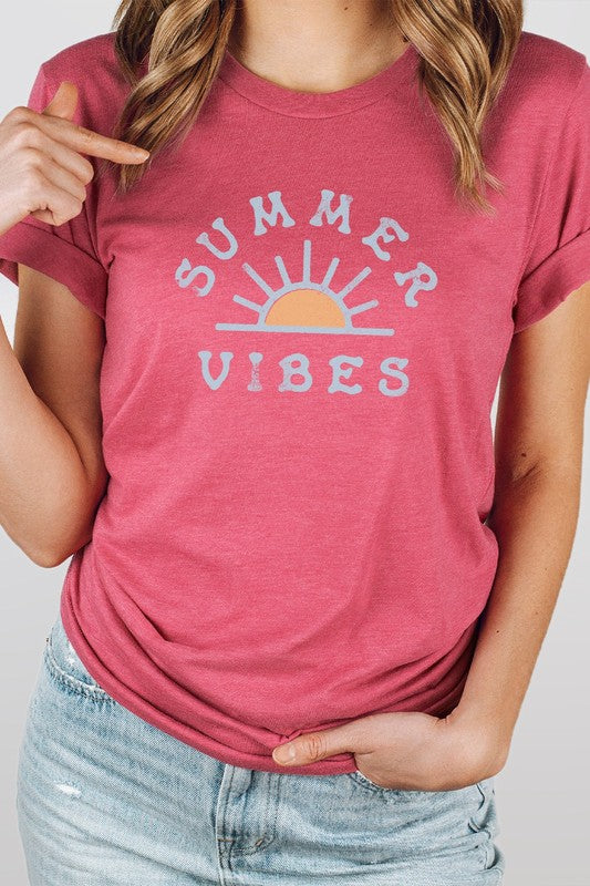 Summer Vibes Sunset Fun Vacation Graphic Tee