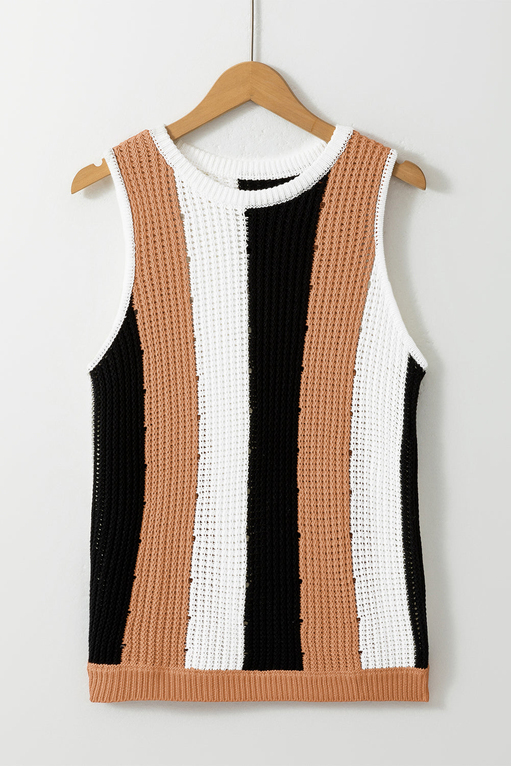 Khaki Stripe Color Block Sweater Vest