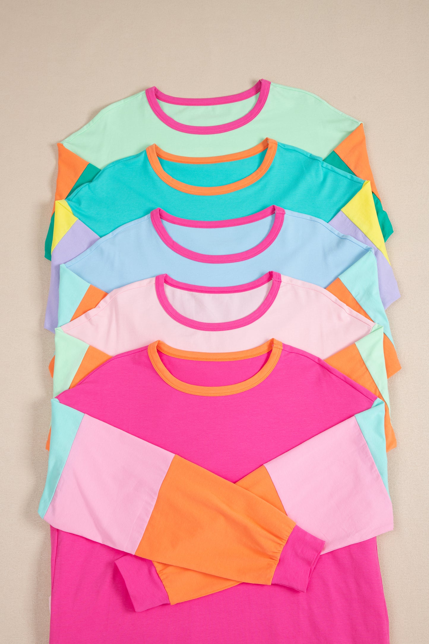 Light Blue Colorblock Patchwork Top