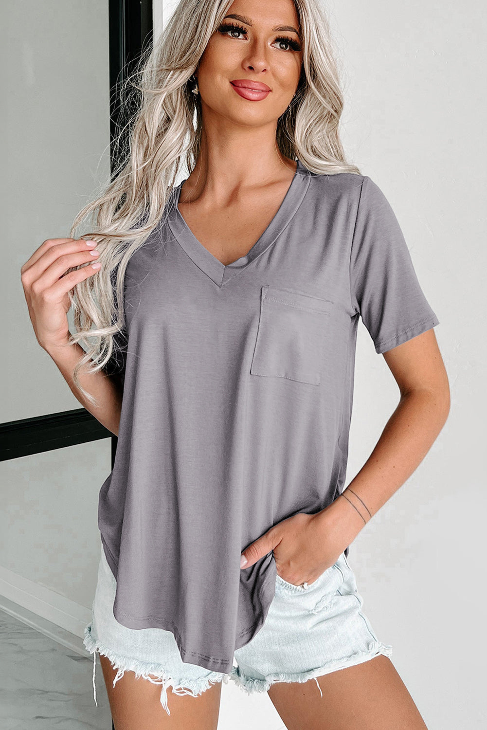 Medium Grey Rounded Hem Tee