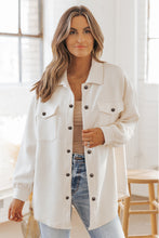Load image into Gallery viewer, Beige Solid Textured Flap Pocket Buttoned Shacket
