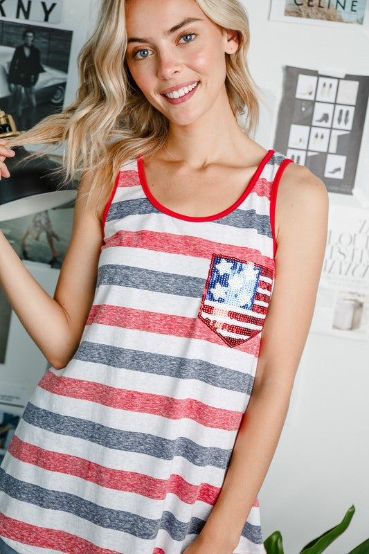 PLUS 4TH OF JULY SEQUINCE TANK TOP