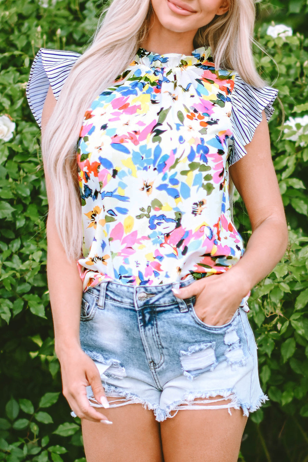 Light Blue Floral Blouse