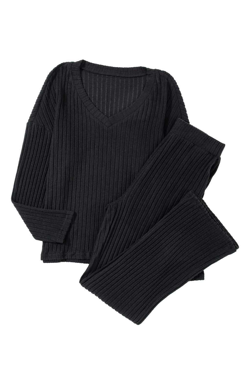 Black Ribbed Lounge Set