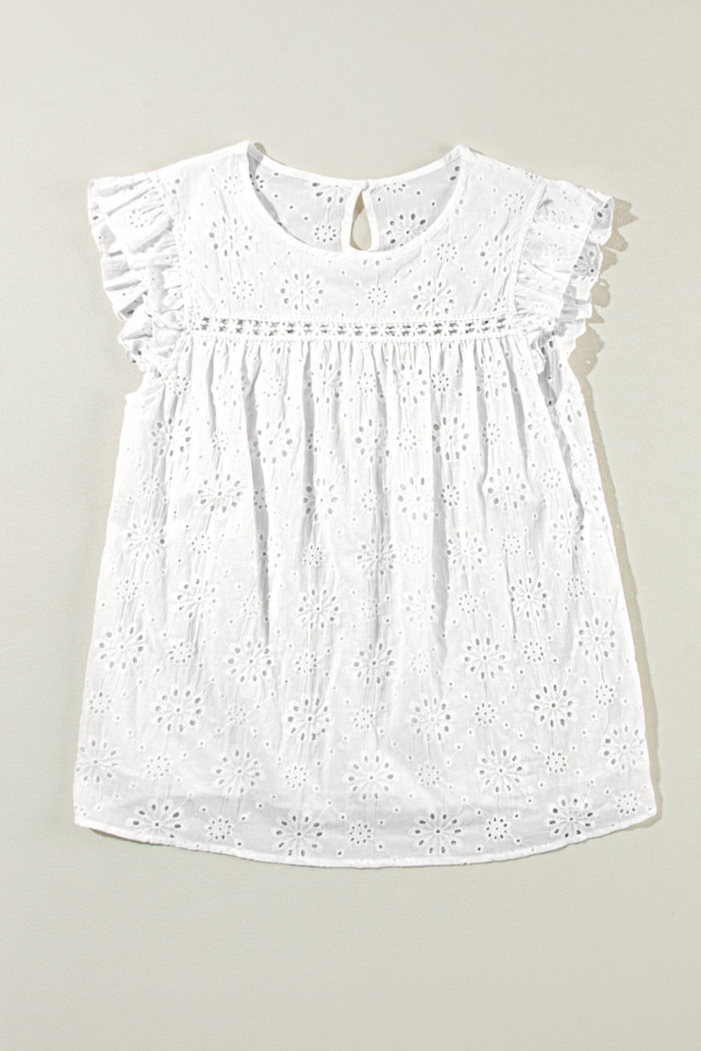 White Eyelet Embroidered Blouse