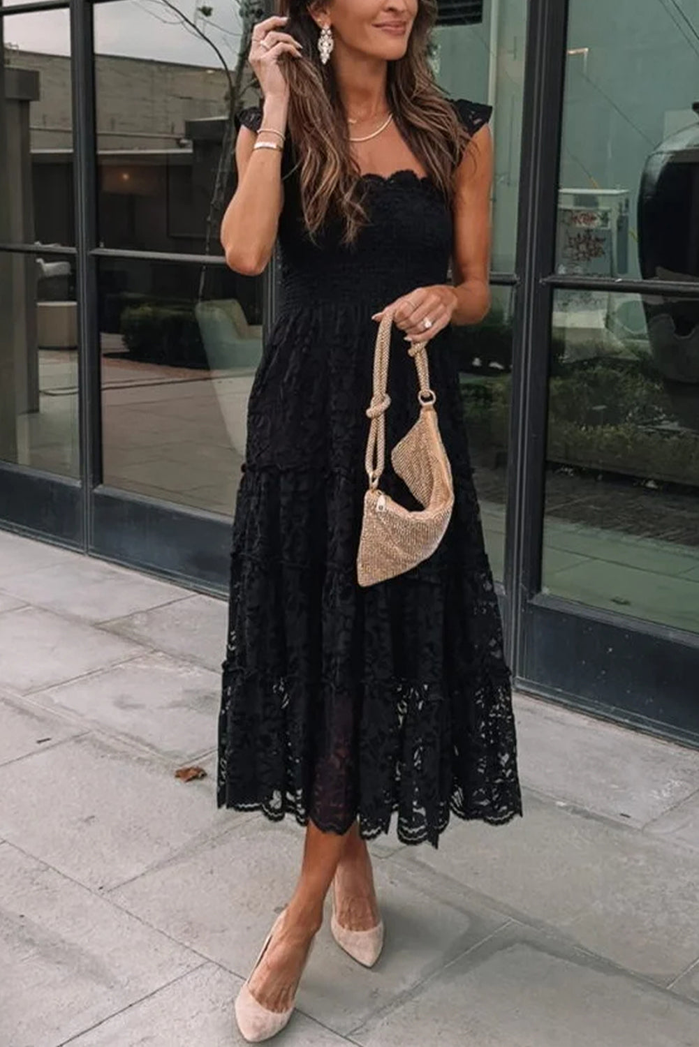 Black Lace Sleeveless Dress