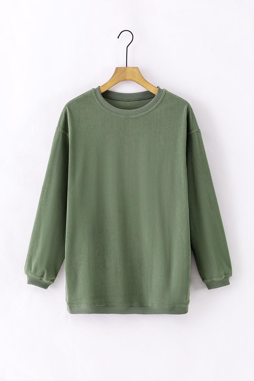 Grass Green Ribbed Corduroy Oversized Sweatshirt