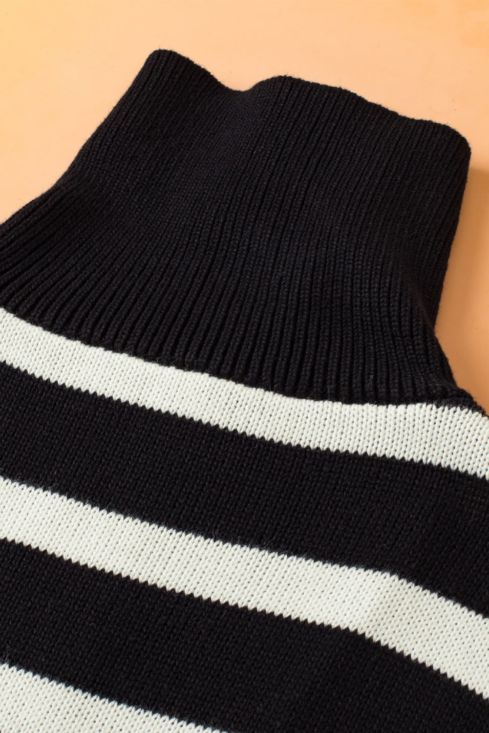 Black Stripe Zipped Collar Knit Sweater Tank