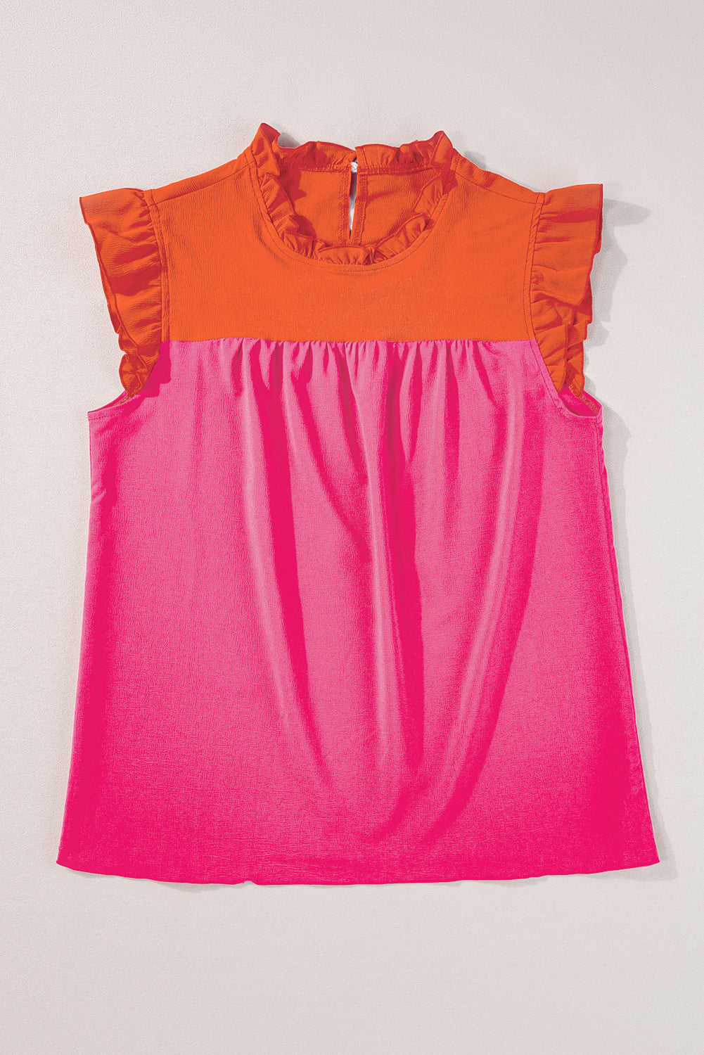 Orange Two Tone Ruffled Blouse