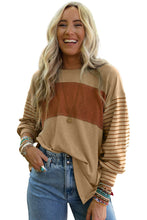 Load image into Gallery viewer, Flaxen Colorblock Striped Bishop Sleeve Top
