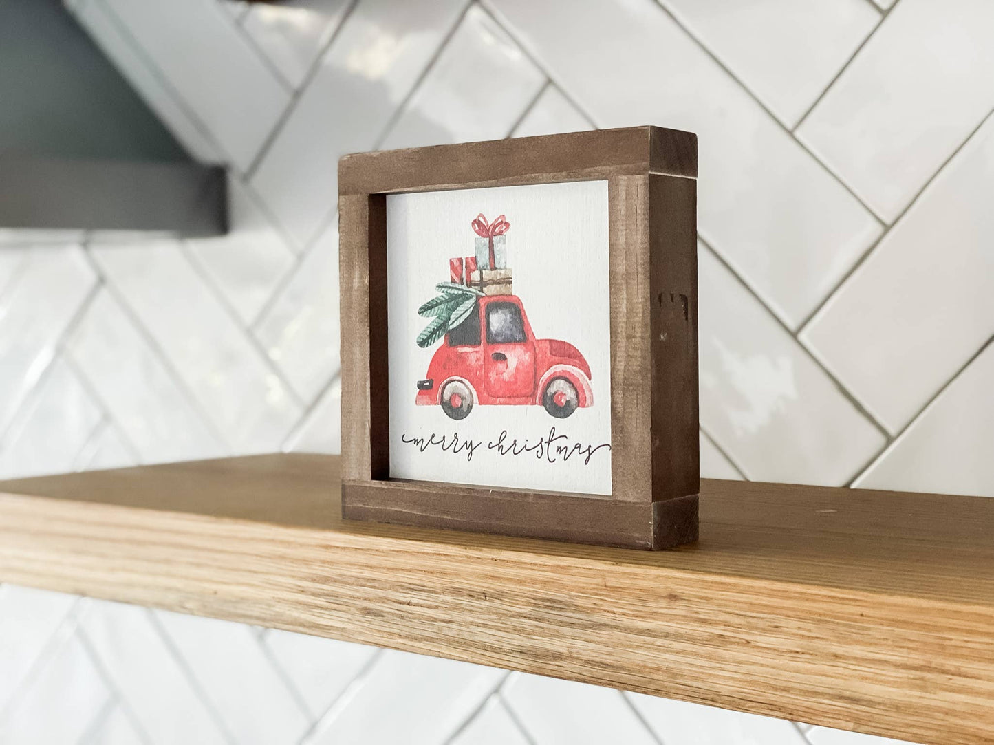 Christmas Truck | Christmas Wood Sign | Christmas Home Decor: 9x9"