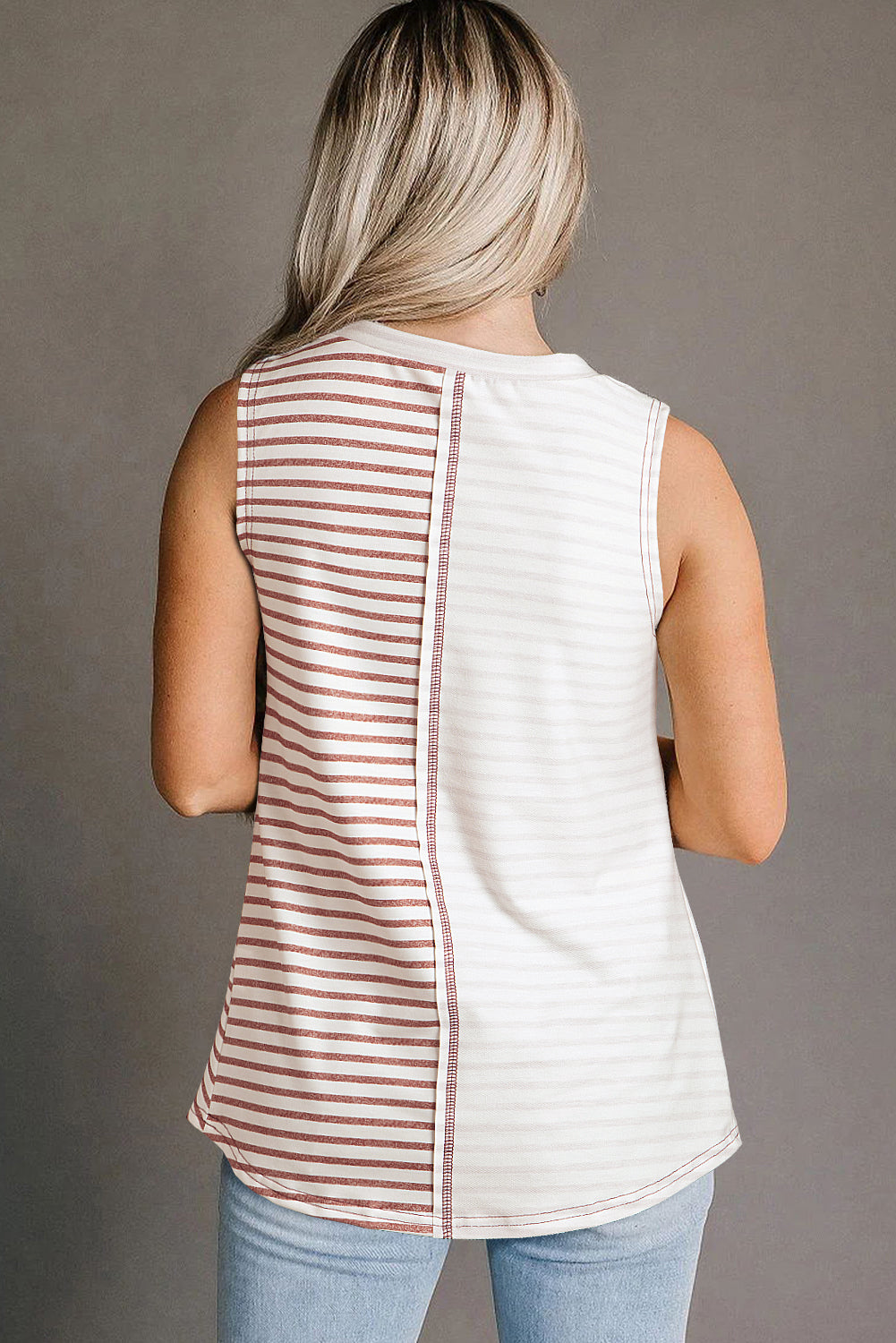 Brown Stripe Loose Tank Top