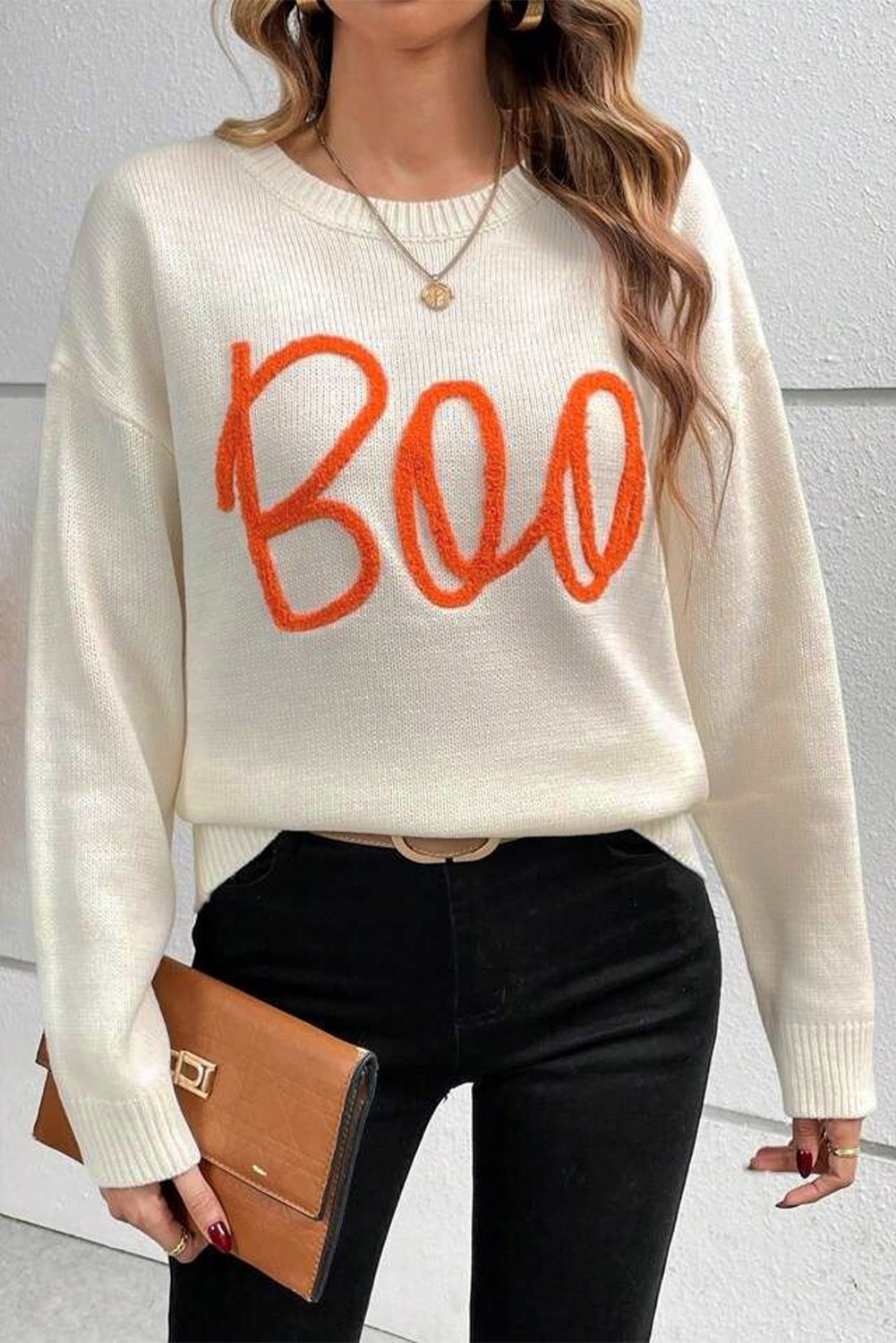 Apricot Boo Knitted Pattern Sweater