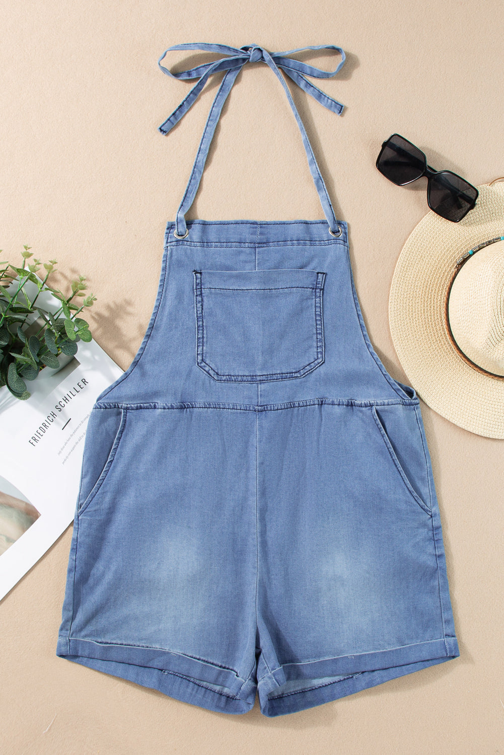 Light Blue Grommet Romper