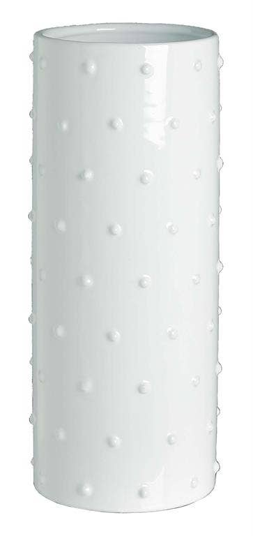 Hobnail Cylinder Vase, 11.30", White