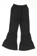 Load image into Gallery viewer, Black Textured High Waist Ruffled Bell Bottom Pants
