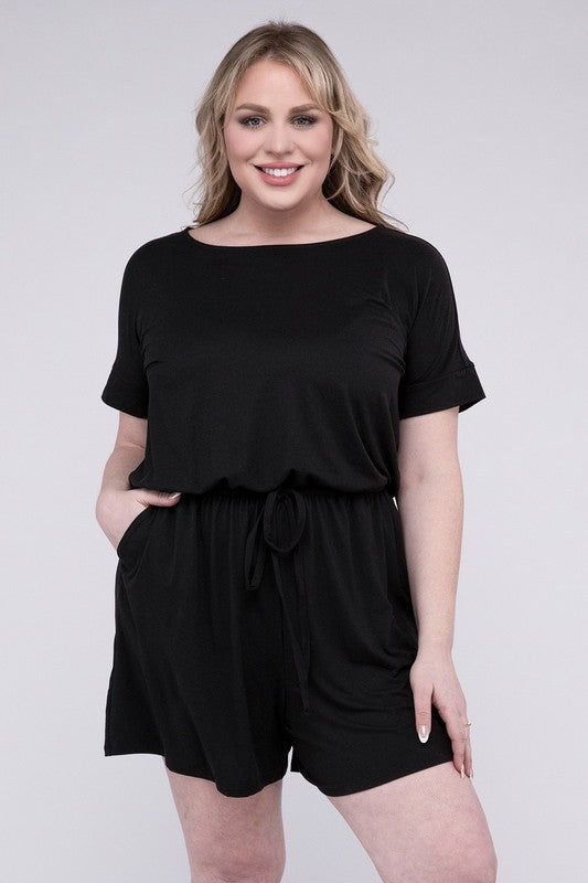 Brushed DTY Romper with Pockets - PLUS