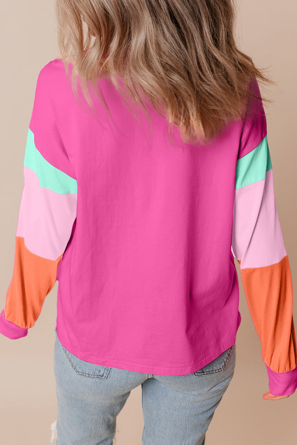 Rose Red Colorblock Top