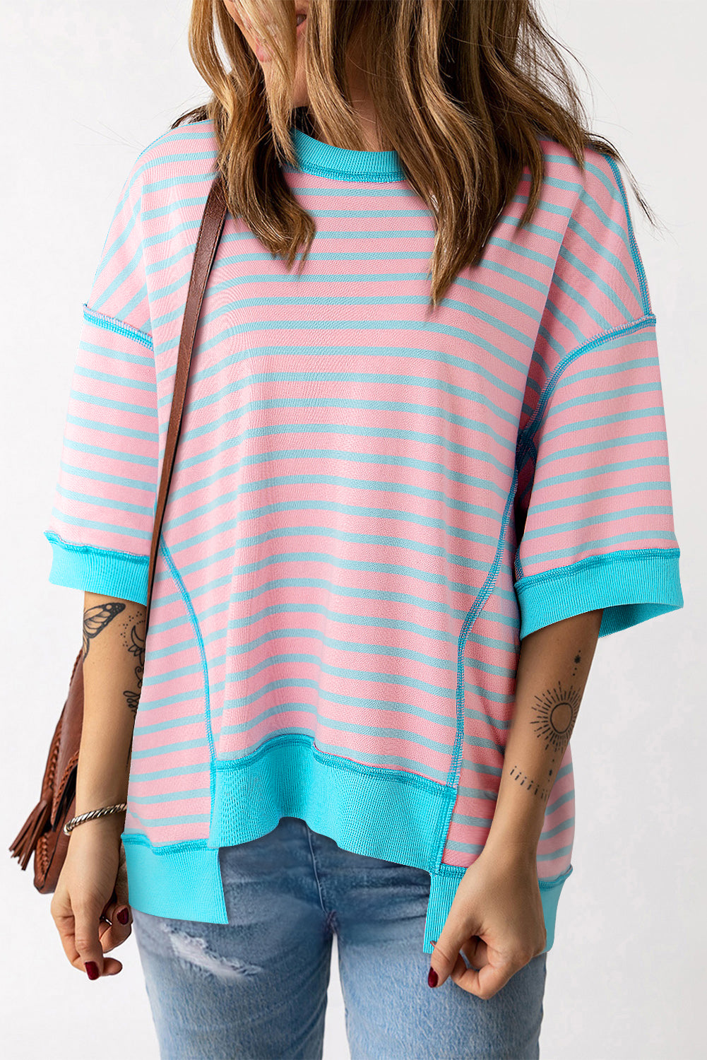 Pink Stripe Oversized Tee