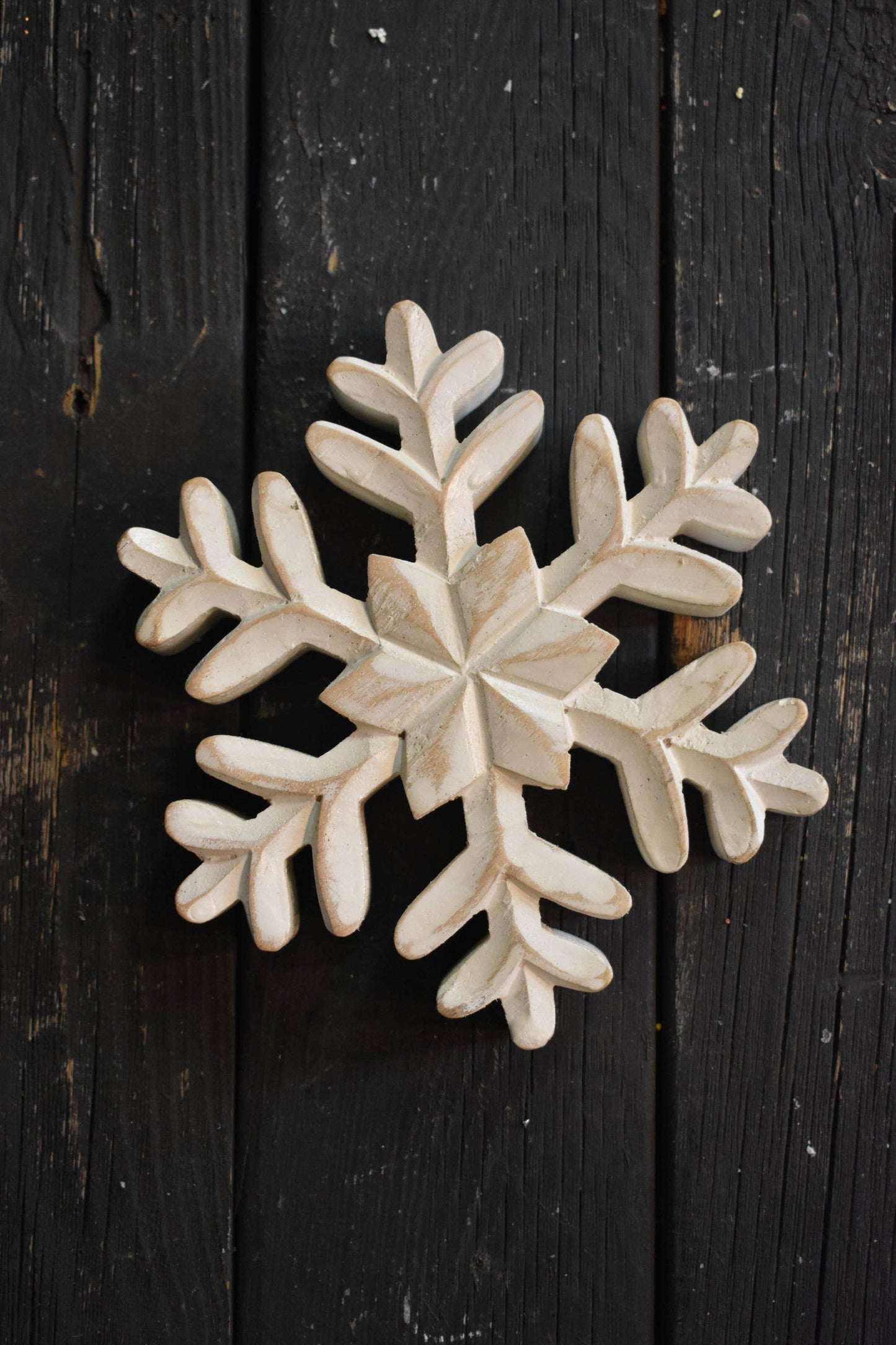 Whitewashed Wooden Snowflake 7x7in