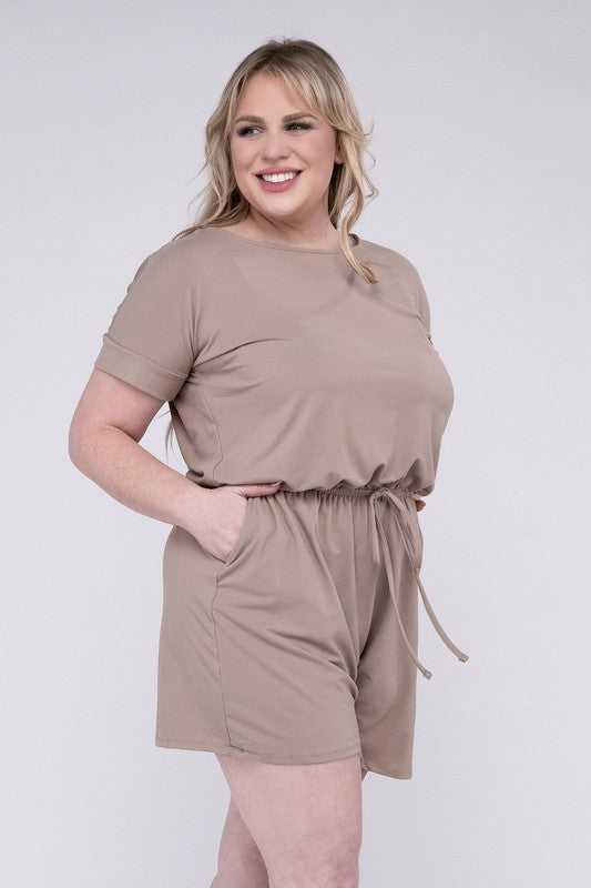 Brushed DTY Romper with Pockets - PLUS