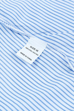 Load image into Gallery viewer, Sky Blue Smocked Cuffed Striped Boyfriend Shirt with Pocket
