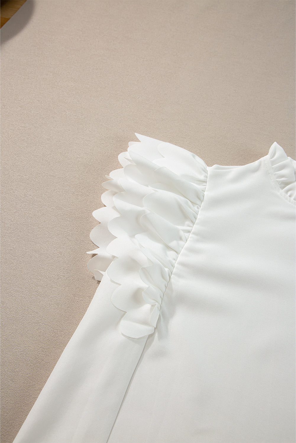 White Ruffle Sleeve Top