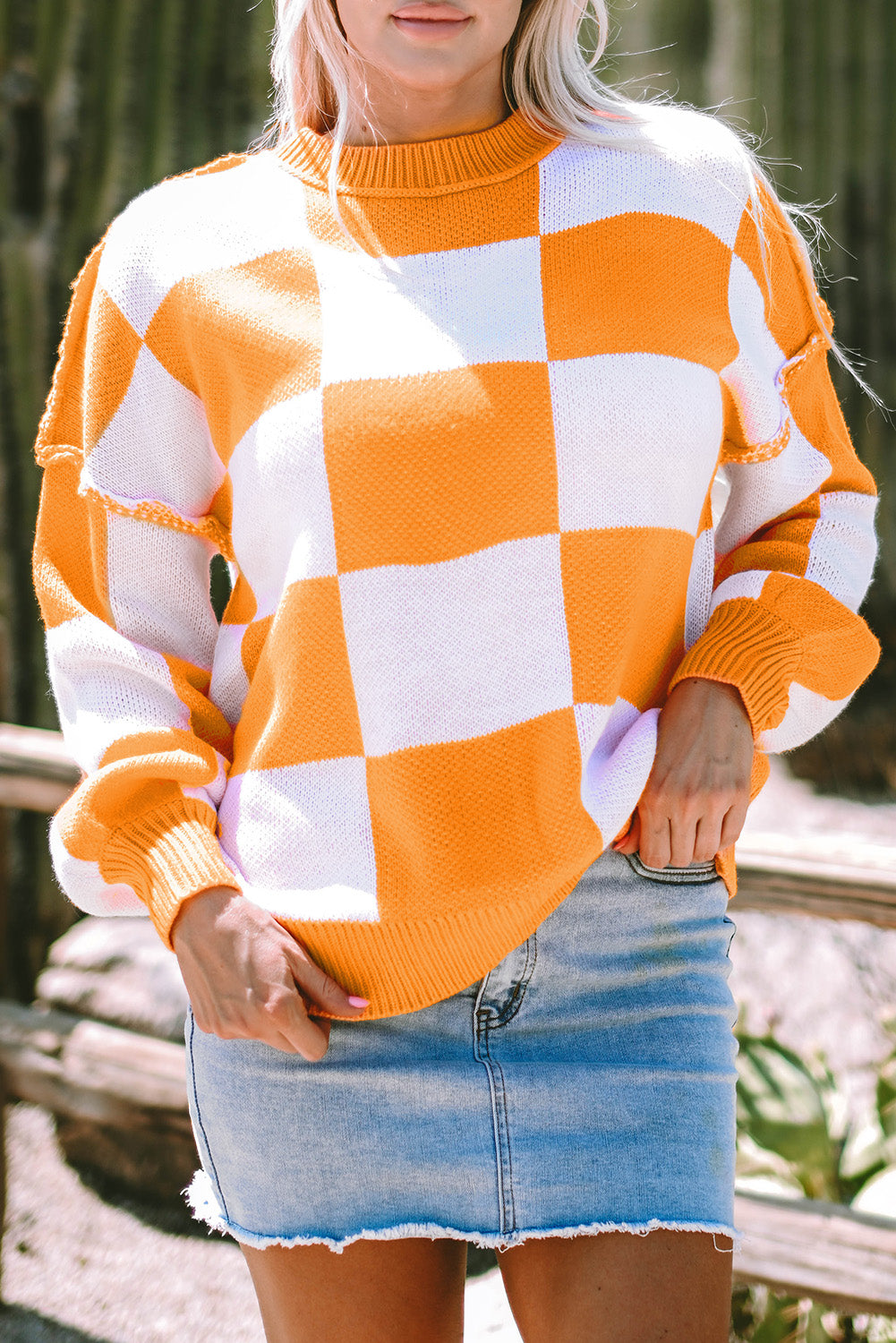 Orange Checkered Sweater