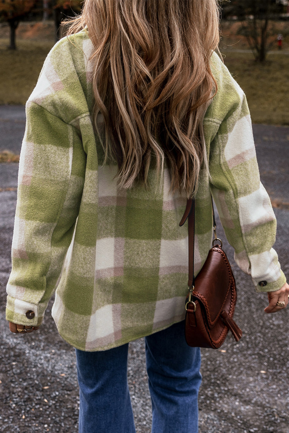 Sage Green Plaid Print Shacket