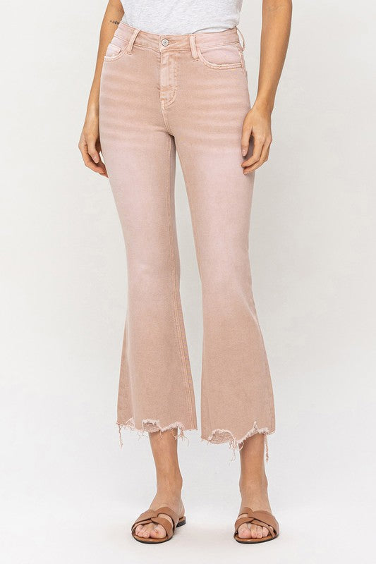 VERVET - High Rise Distressed Hem Crop Flare Jeans