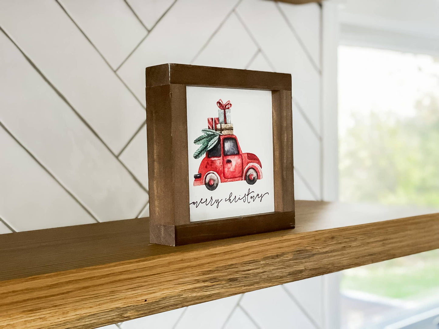 Christmas Truck | Christmas Wood Sign | Christmas Home Decor: 9x9"