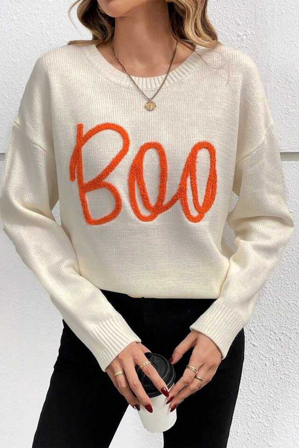 Apricot Boo Knitted Pattern Sweater