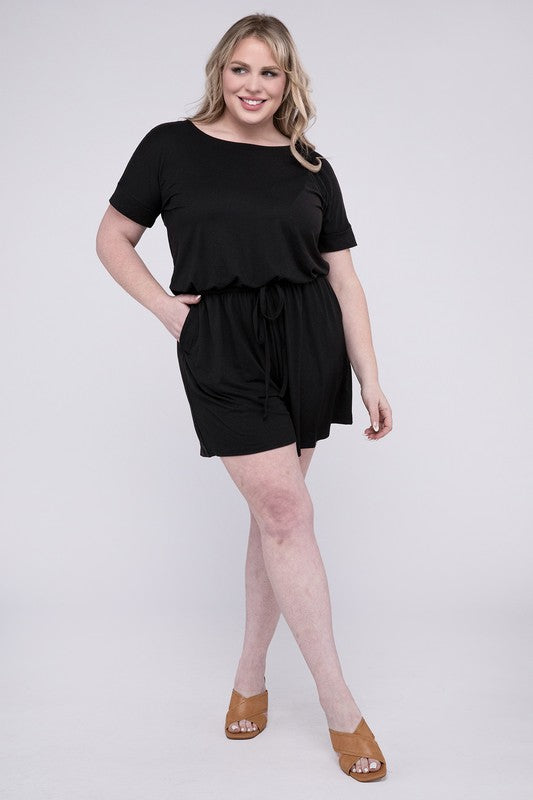 Brushed DTY Romper with Pockets - PLUS