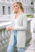 Load image into Gallery viewer, Beige Thermal Waffle Knit Pocketed Cardigan
