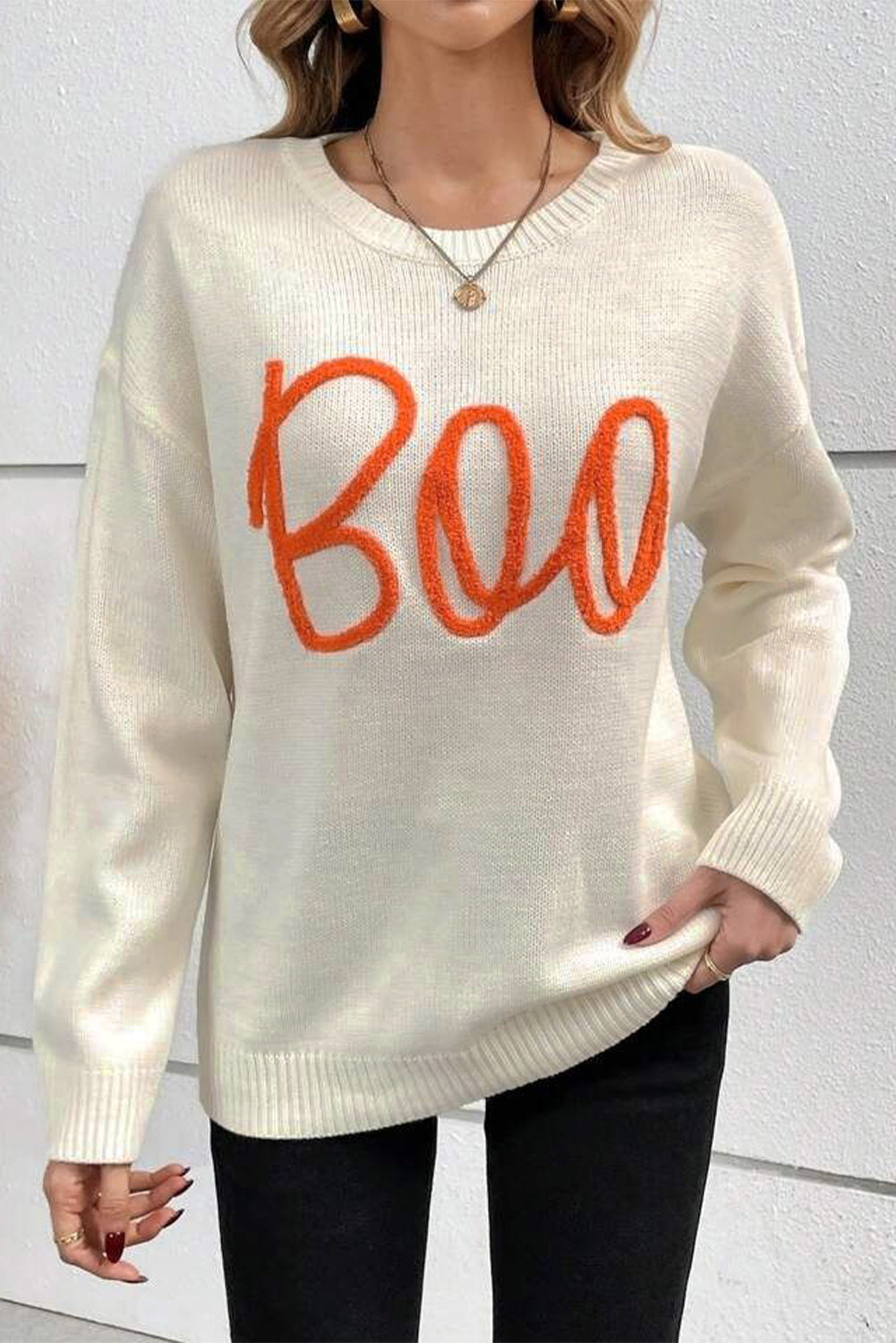 Apricot Boo Knitted Pattern Sweater