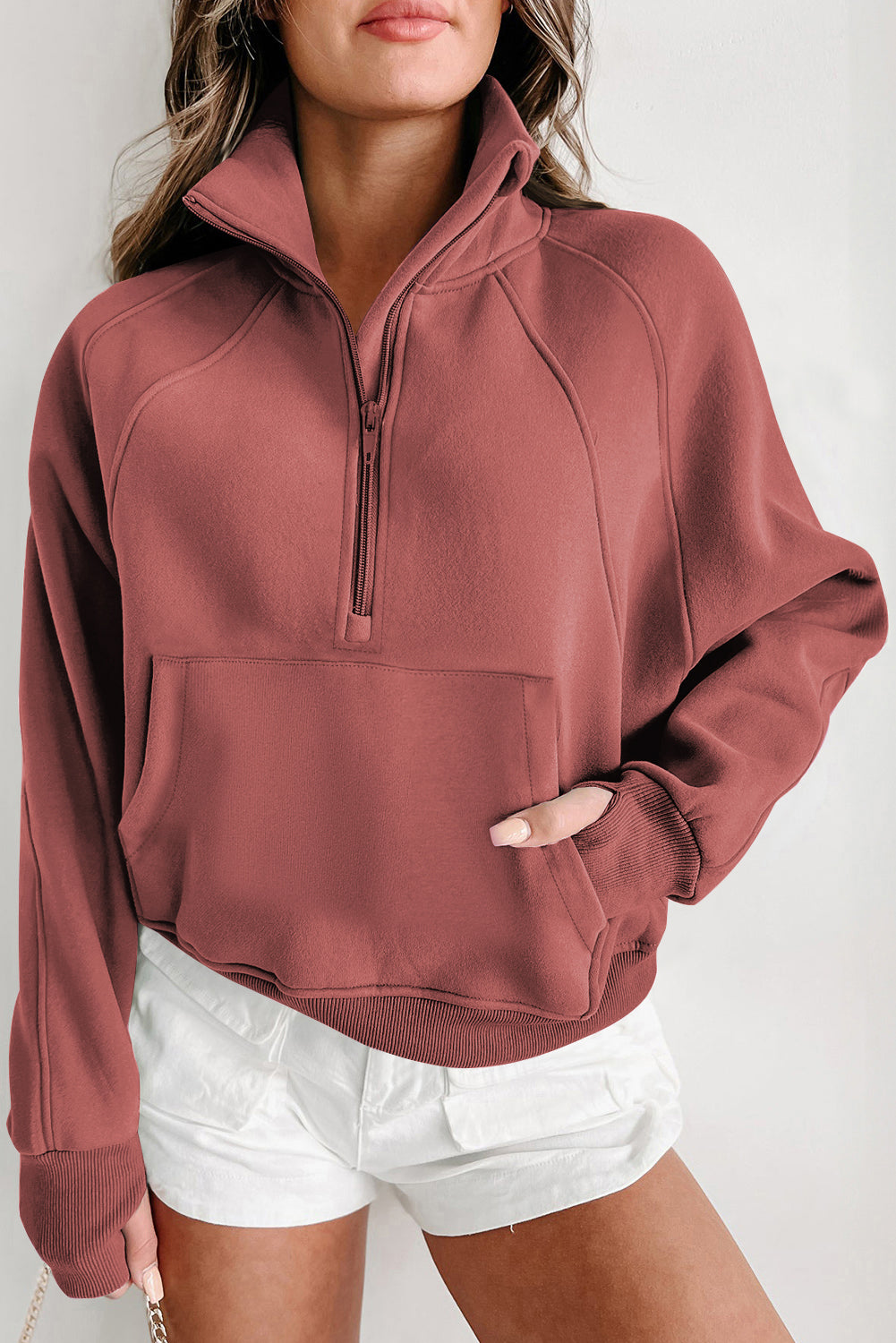 Flamingo Fleece Lined  Sleeve Sweatshirt